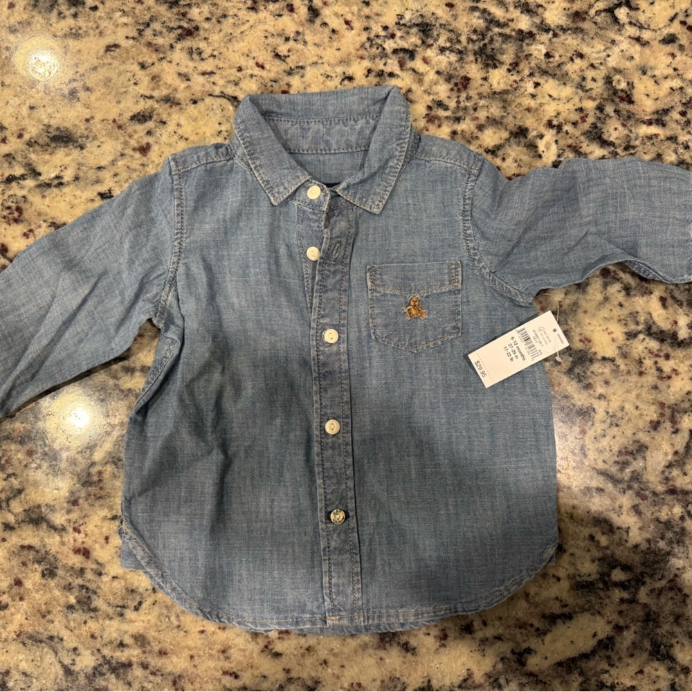 GAP baby Light Blue Button Down Jean Shirt NWT